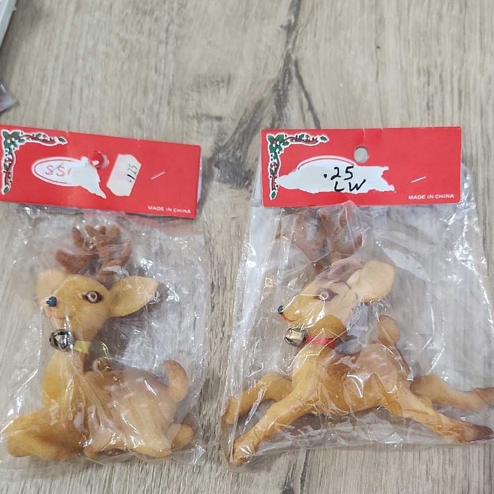Festive Brown Reindeer Ornament Set